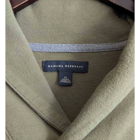 Banana Republic Size Medium Shawl Collar Sweater Mens Olive Green Pullover M - Picture 2 of 5